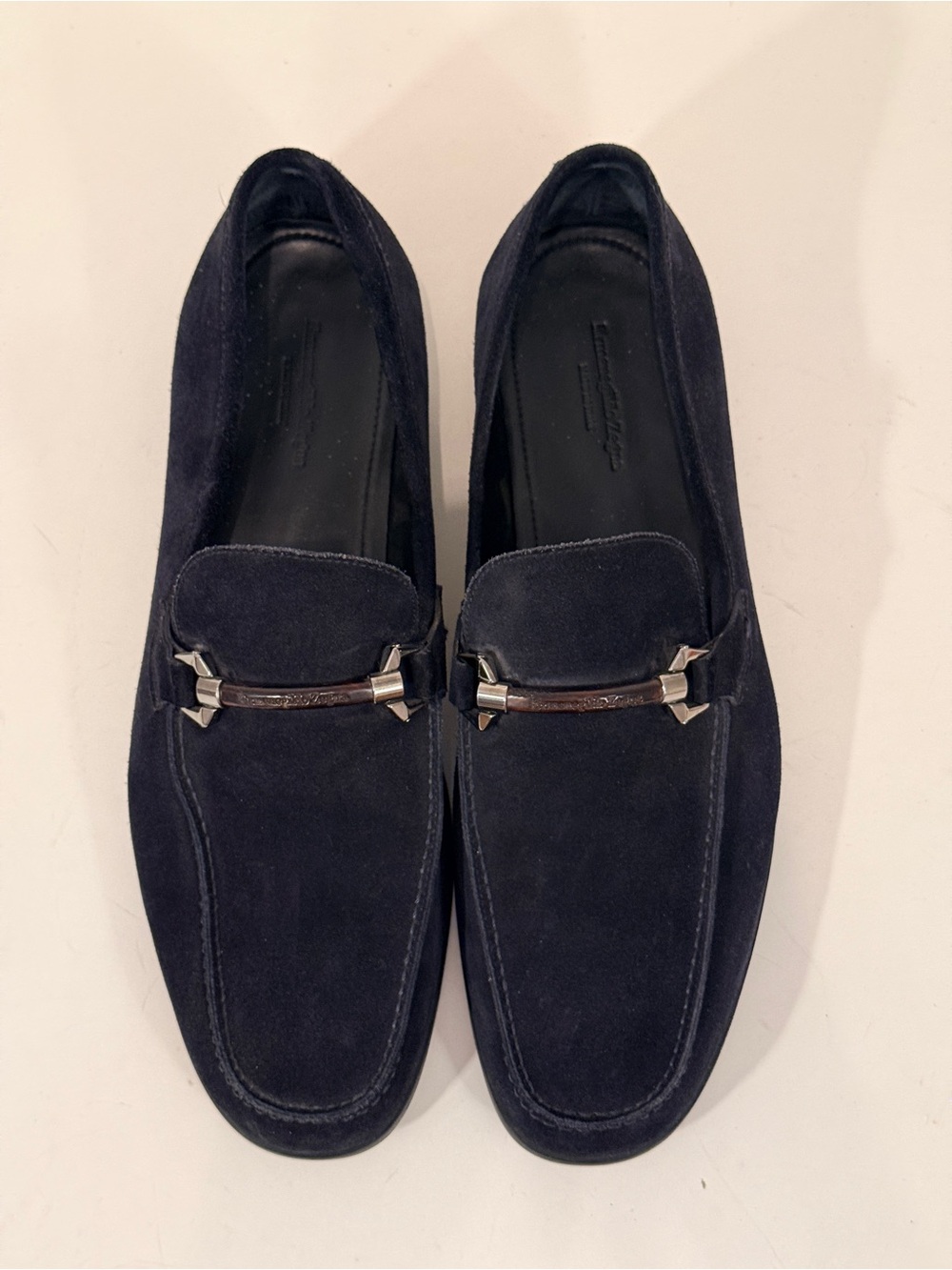 Men’s Suede Slip-On Loafers in Navy with Metal Bit